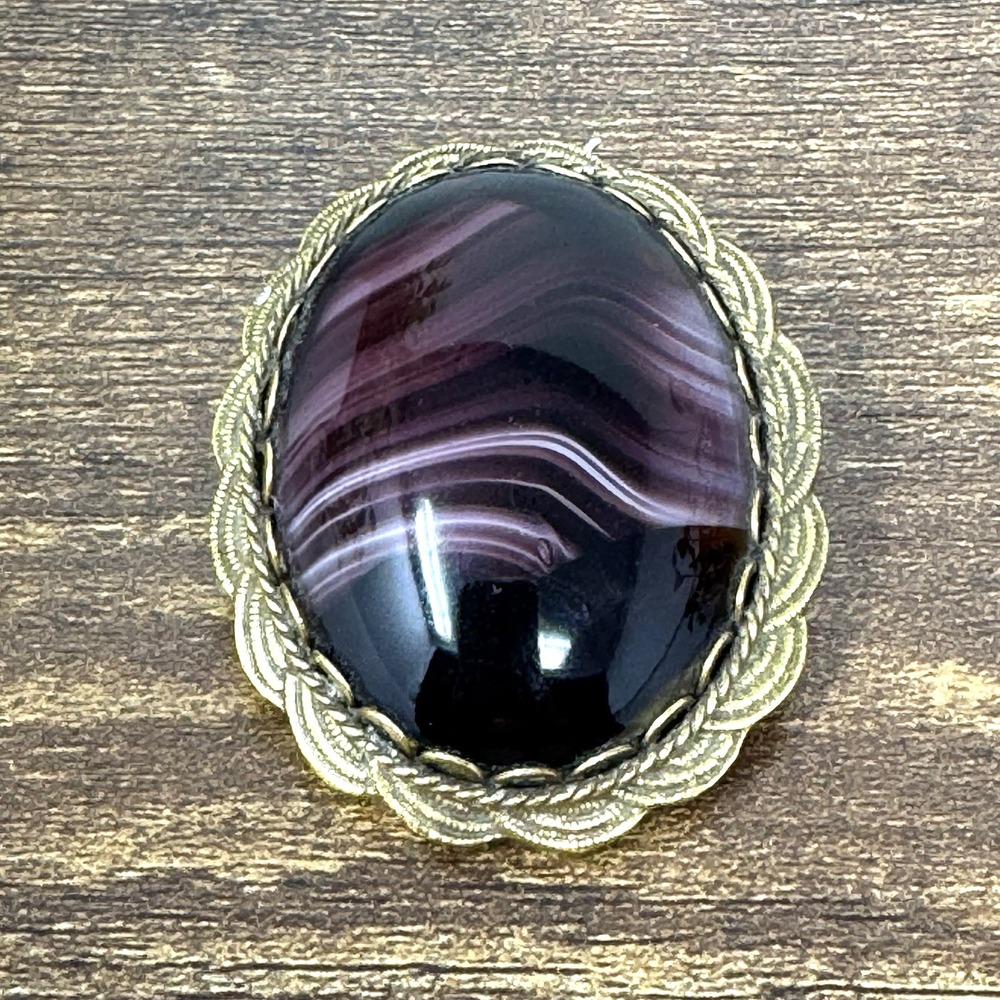 VTG Rare ORIGINAL BY ROBERT Signed With A Purrple Cabochon Brooch or Pendant